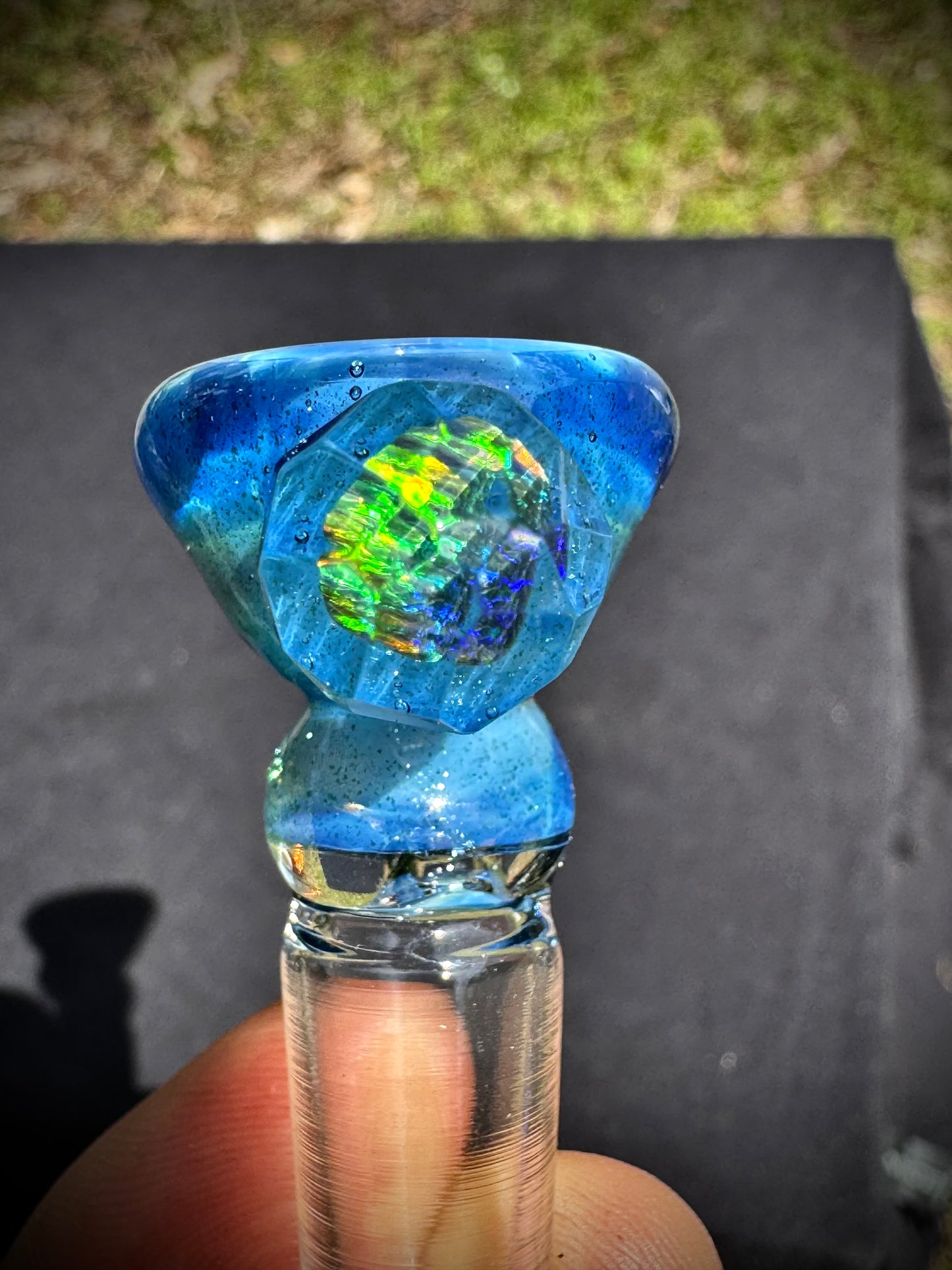 14 mm Blue stardust color with cold worked opal