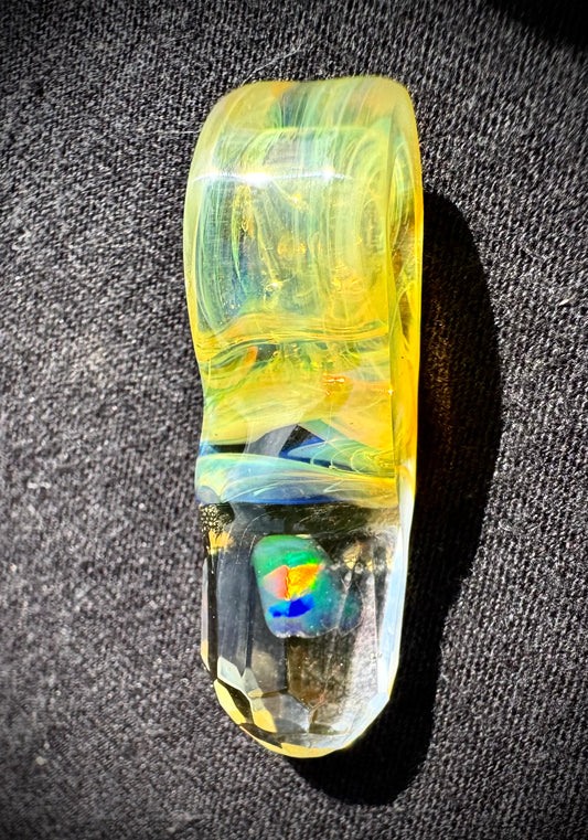 Cold worked opal pendant